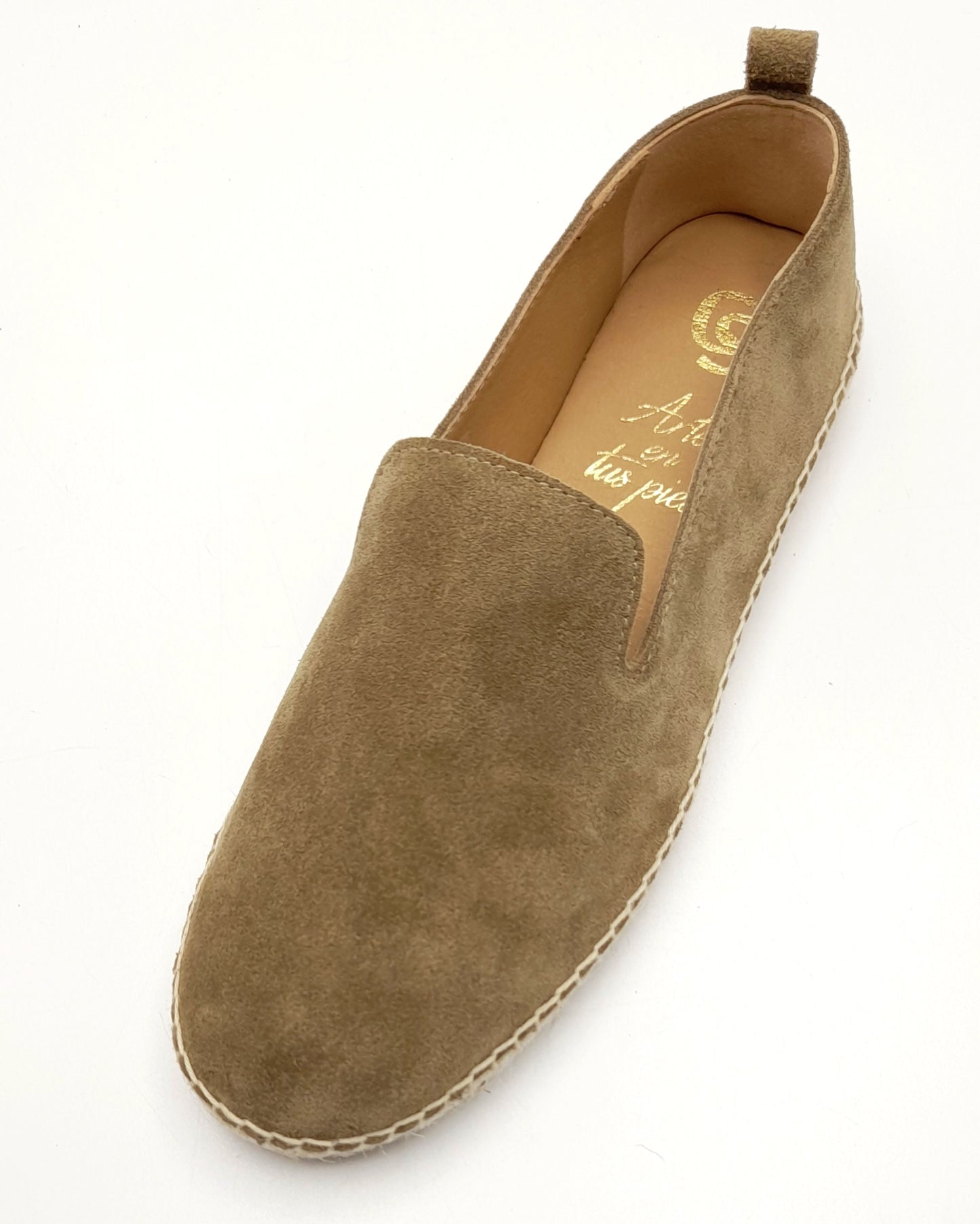 Alpargatas esparto hombre piel KAKI 575