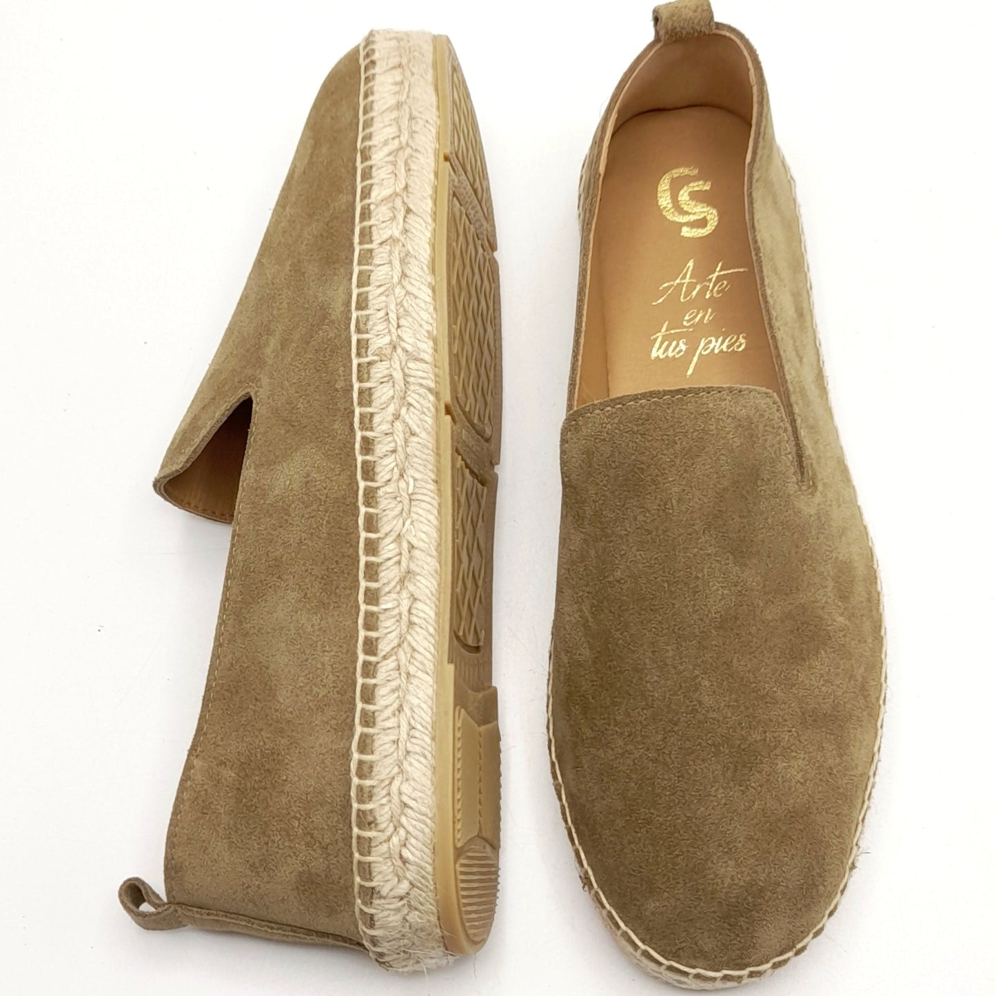 Alpargatas esparto hombre piel KAKI 575