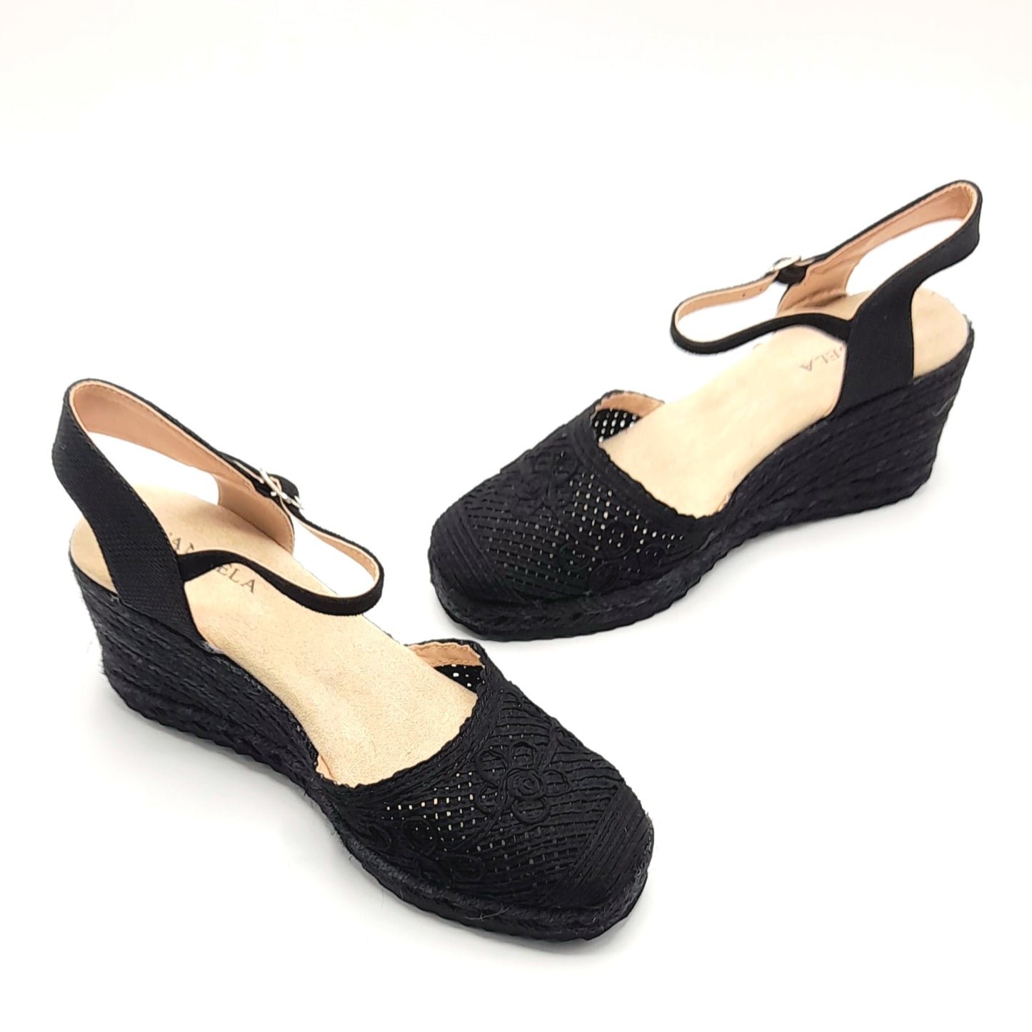 CUÑA YUTE BORDADA D´ANGELA DHA28251 NEGRO