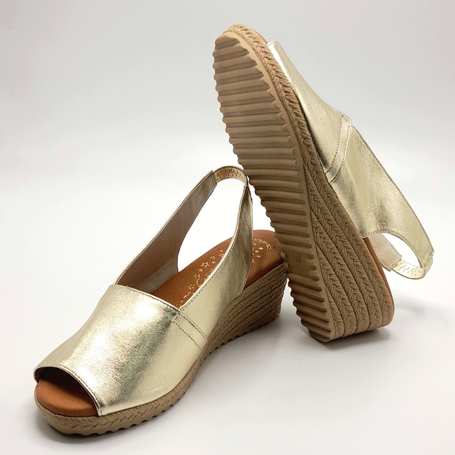 Sandalia Cuña mujer Duendy 3825 Oro