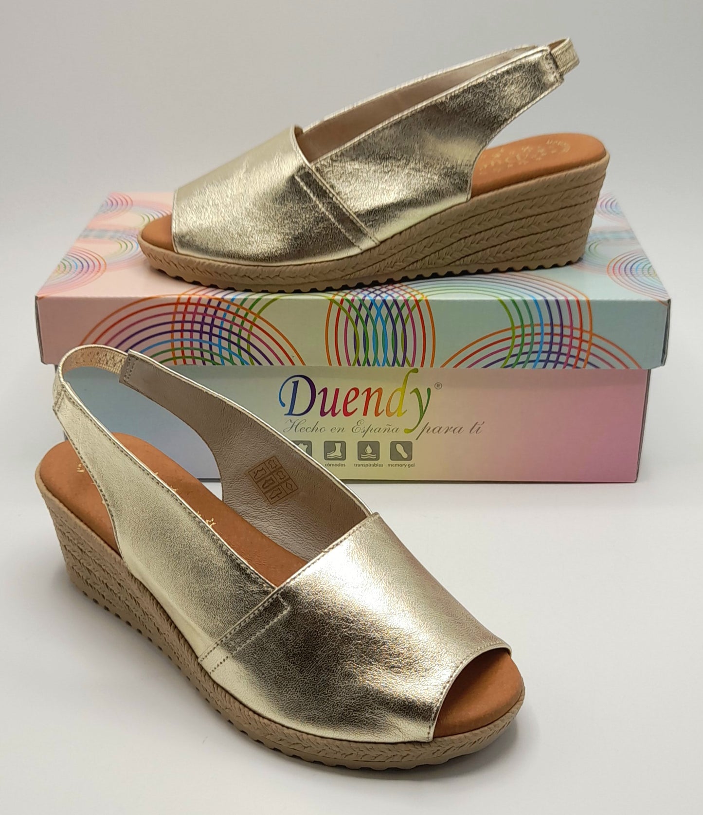 Sandalia Cuña mujer Duendy 3825 Oro