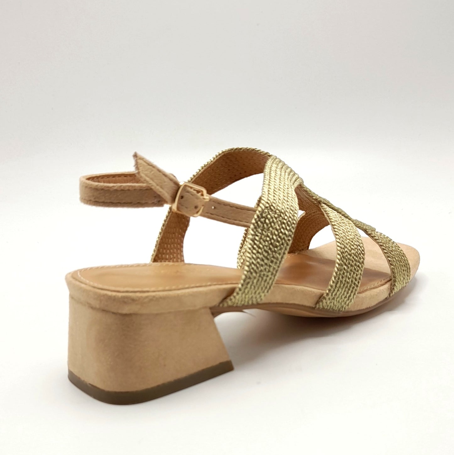 Sandalias Tacón Bajo D´ANGELA DKO28160 ORO