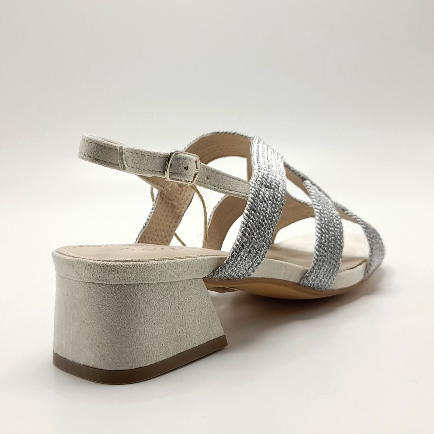 Sandalias Tacón Bajo D´ANGELA DKO28160 PLATA