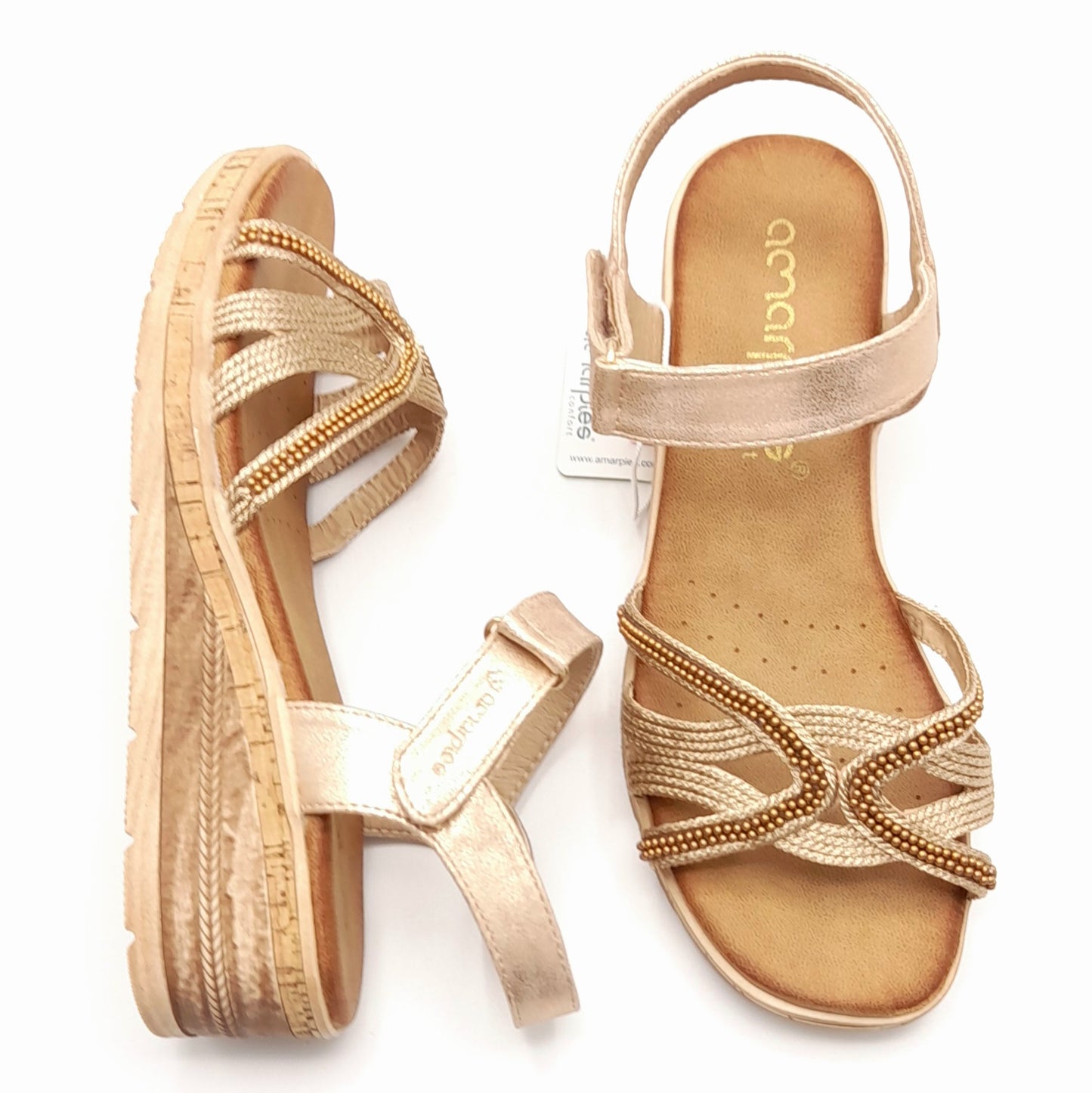 Sandalias cuña AMARPIES ABZ28644 bronce