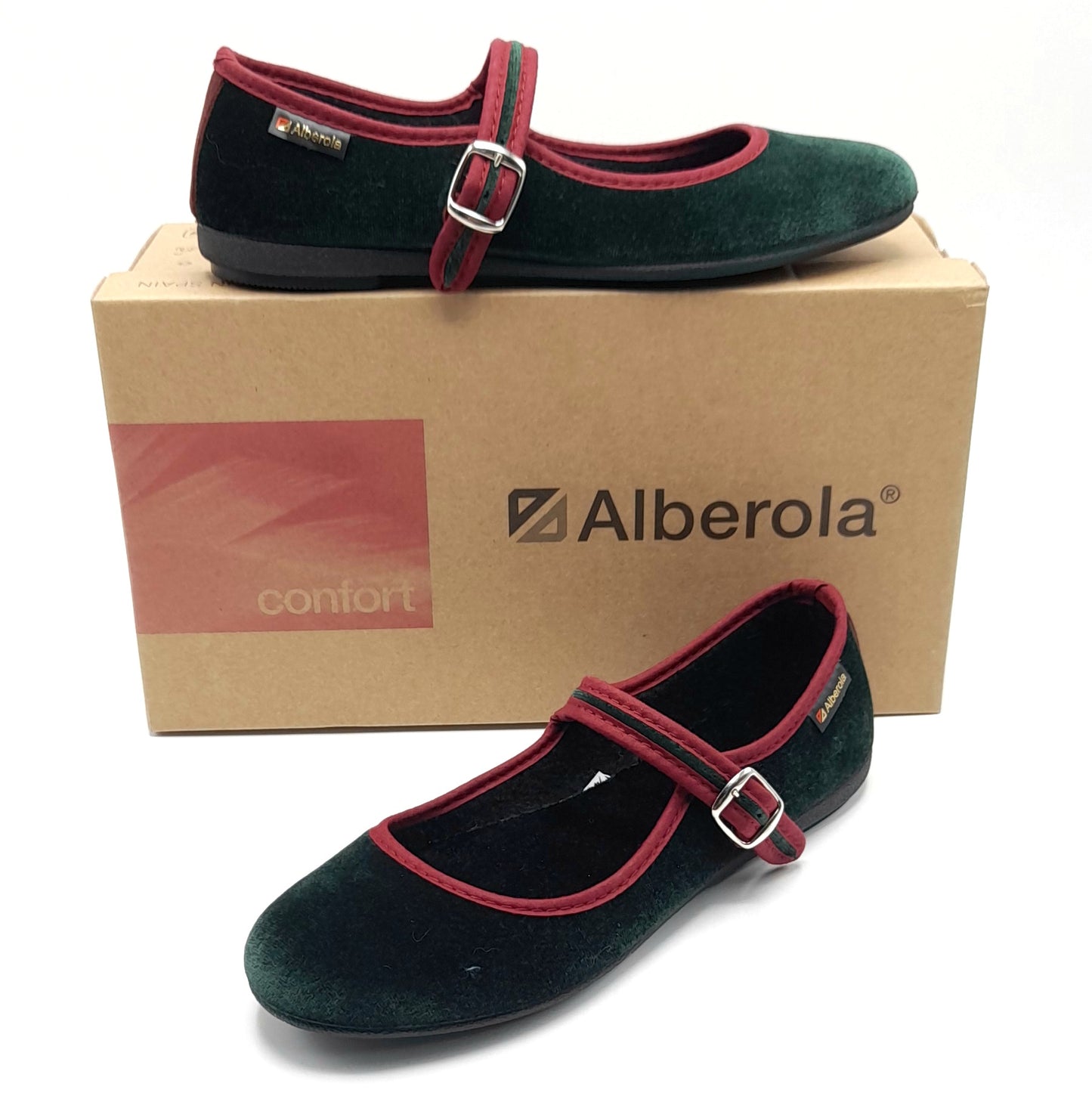 Merceditas hebilla Alberola 78 Verde Botella y Negro