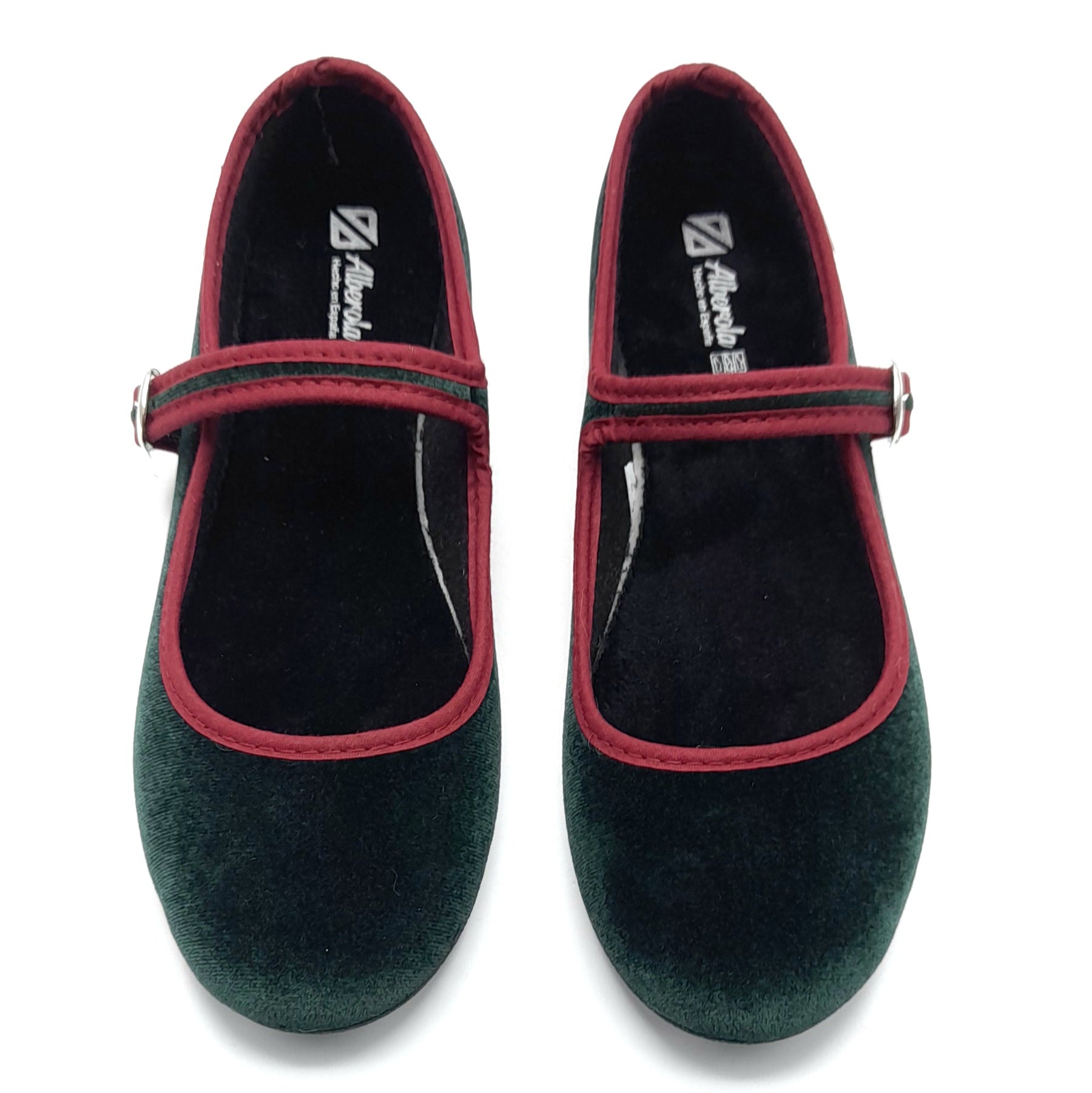 Merceditas hebilla Alberola 78 Verde Botella y Negro