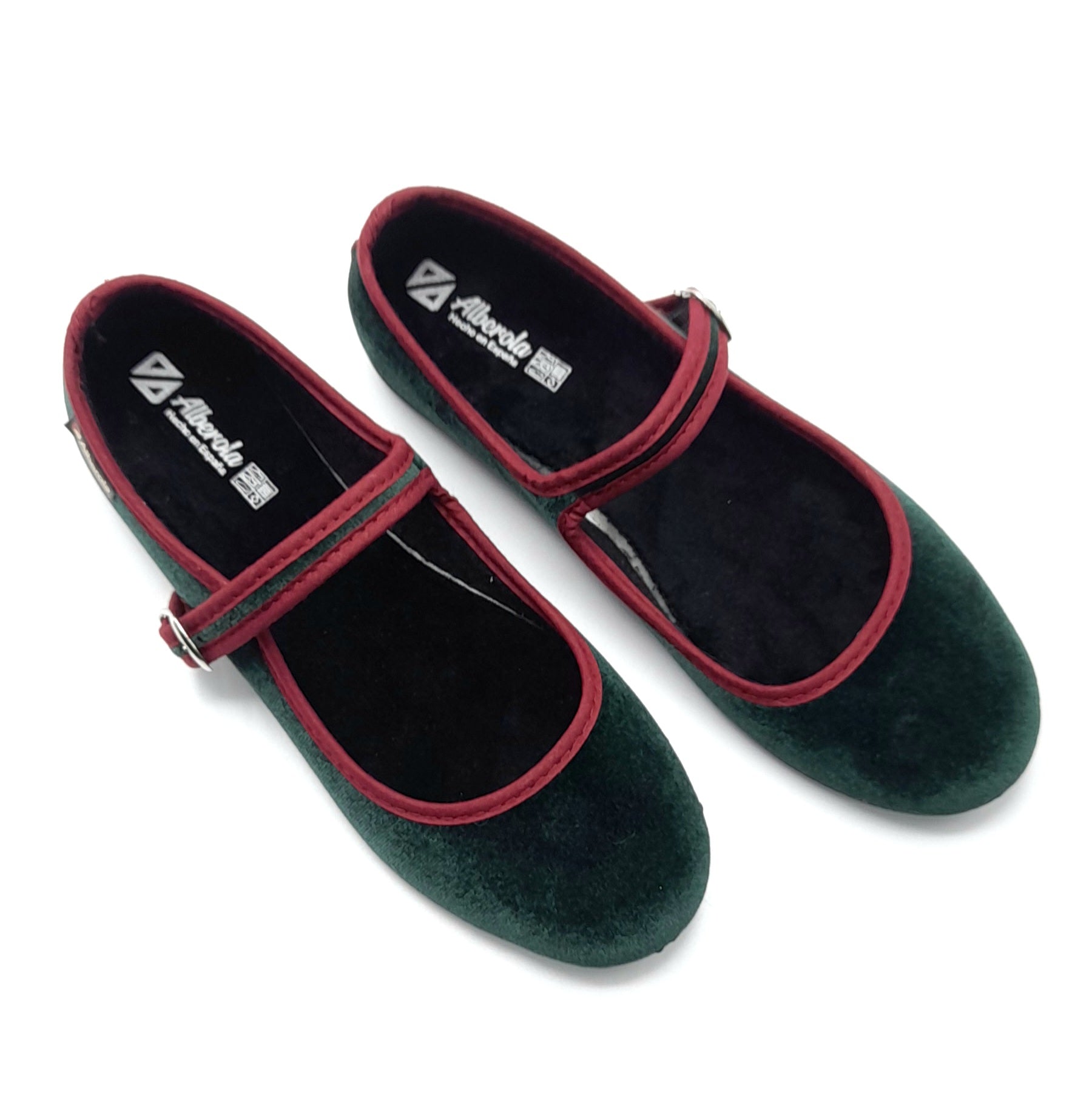 Merceditas hebilla Alberola 78 Verde Botella y Negro