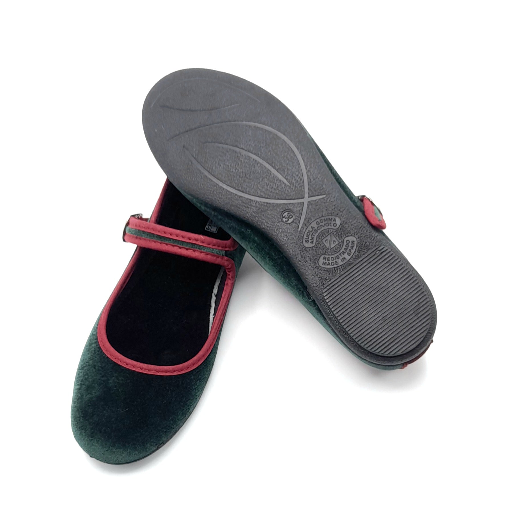 Merceditas hebilla Alberola 78 Verde Botella y Negro