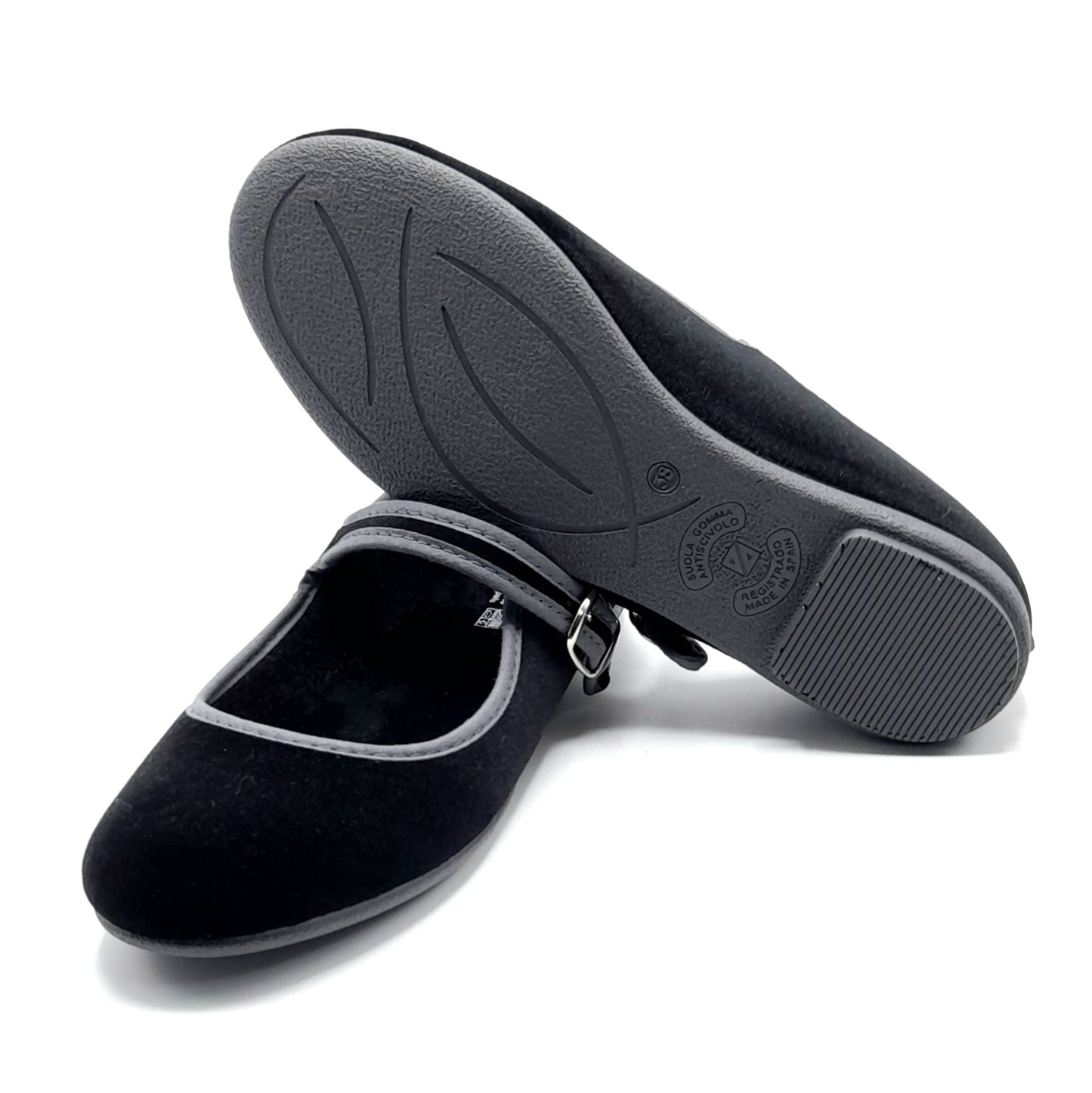 Merceditas hebilla Alberola 78 Verde Botella y Negro