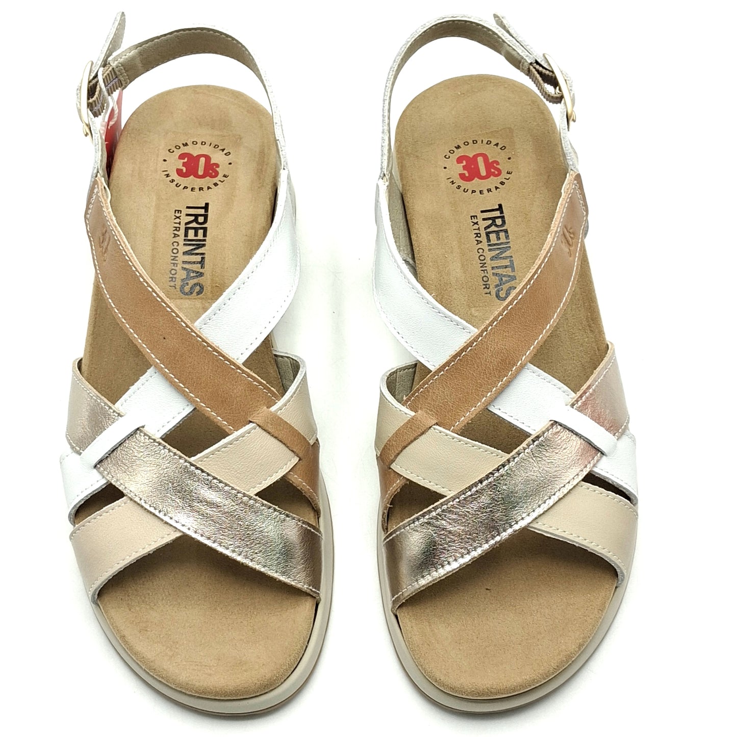 Sandalias mujer TREINTAS 4535 Trenzada Oro/Cuero