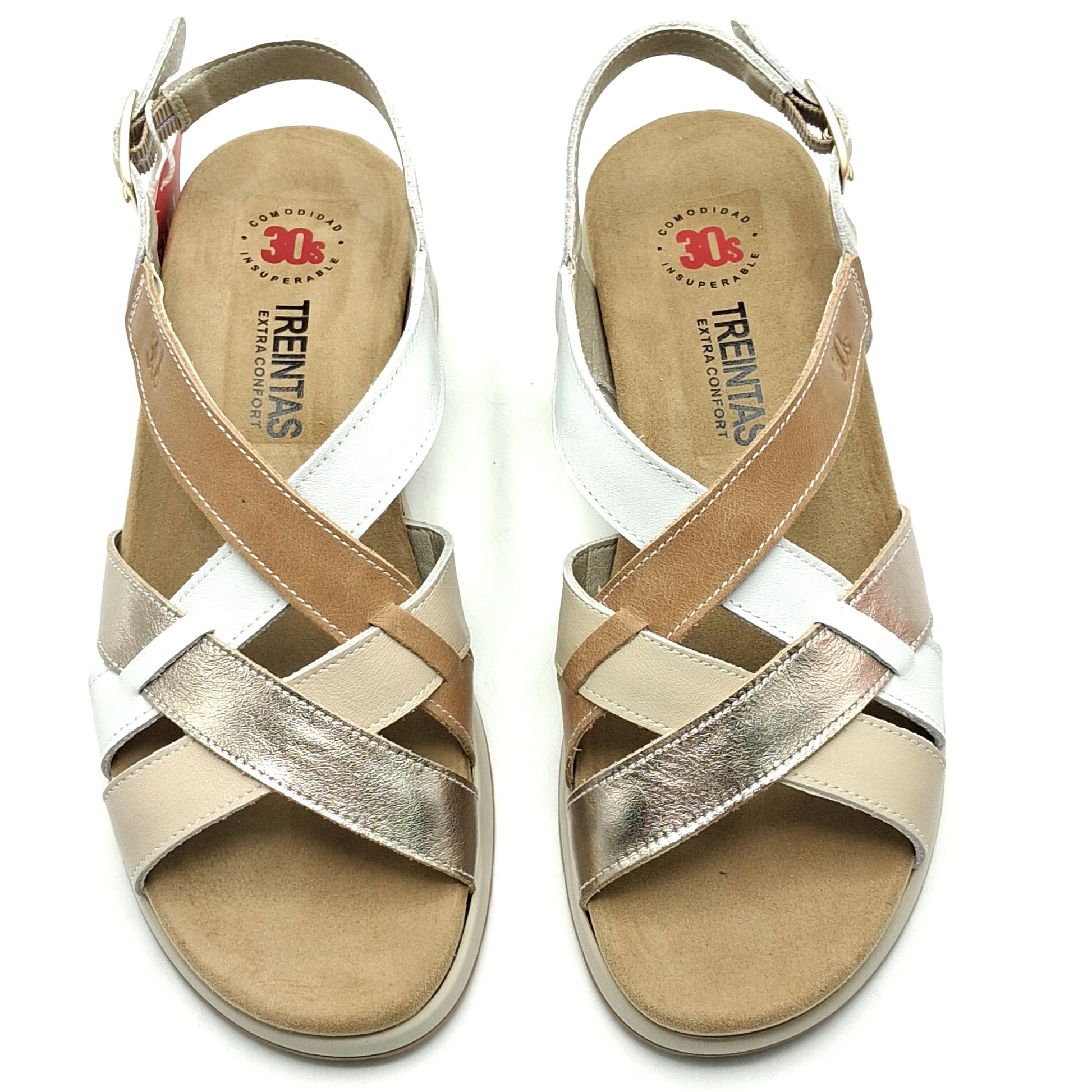 Sandalias mujer TREINTAS 4535 Trenzada Oro/Cuero