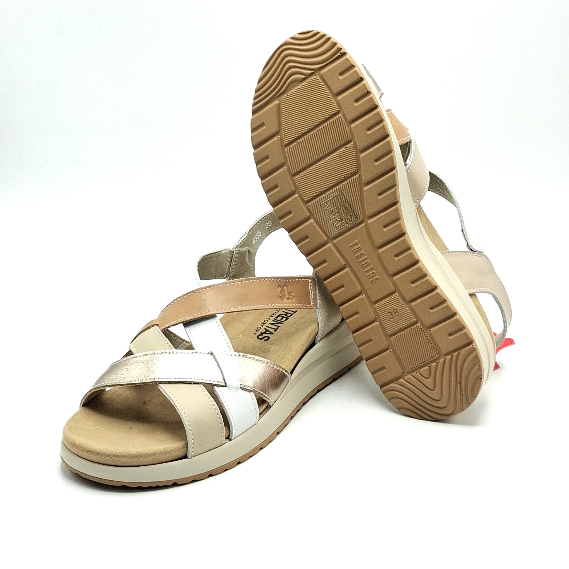 Sandalias mujer TREINTAS 4535 Trenzada Oro/Cuero