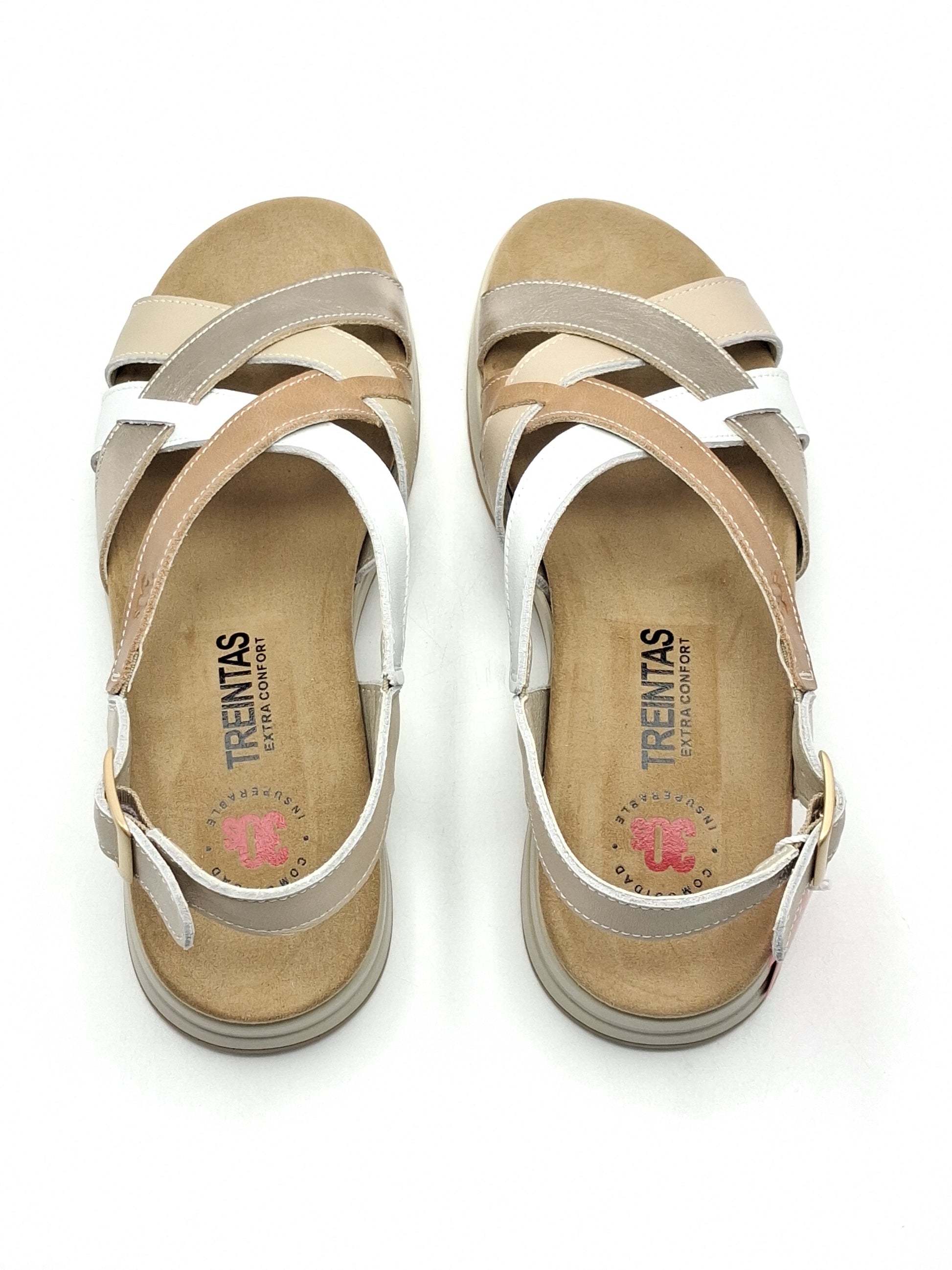 Sandalias mujer TREINTAS 4535 Trenzada Oro/Cuero