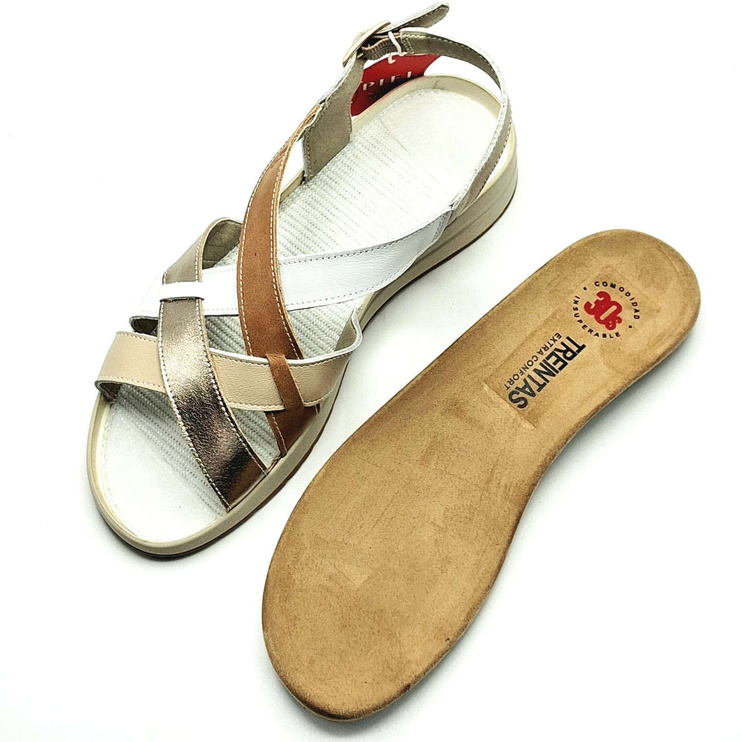 Sandalias mujer TREINTAS 4535 Trenzada Oro/Cuero