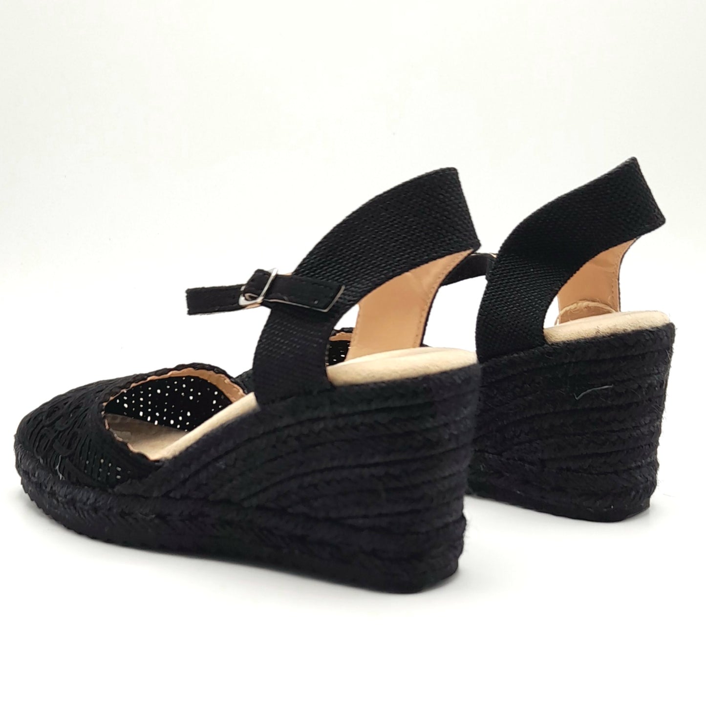 CUÑA YUTE BORDADA D´ANGELA DHA28251 NEGRO