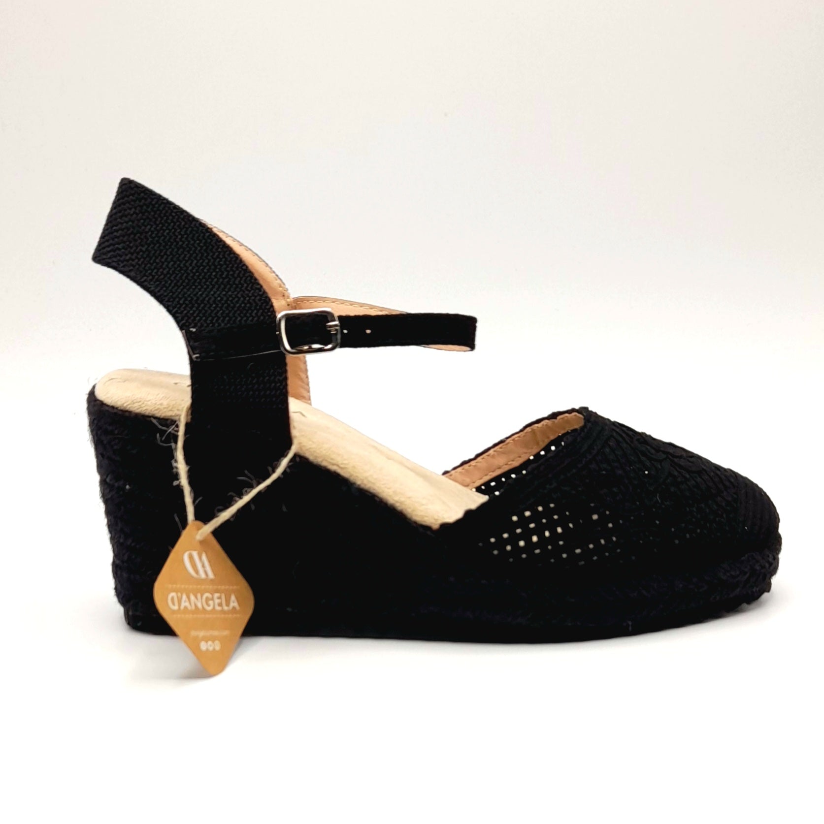 CUÑA YUTE BORDADA D´ANGELA DHA28251 NEGRO