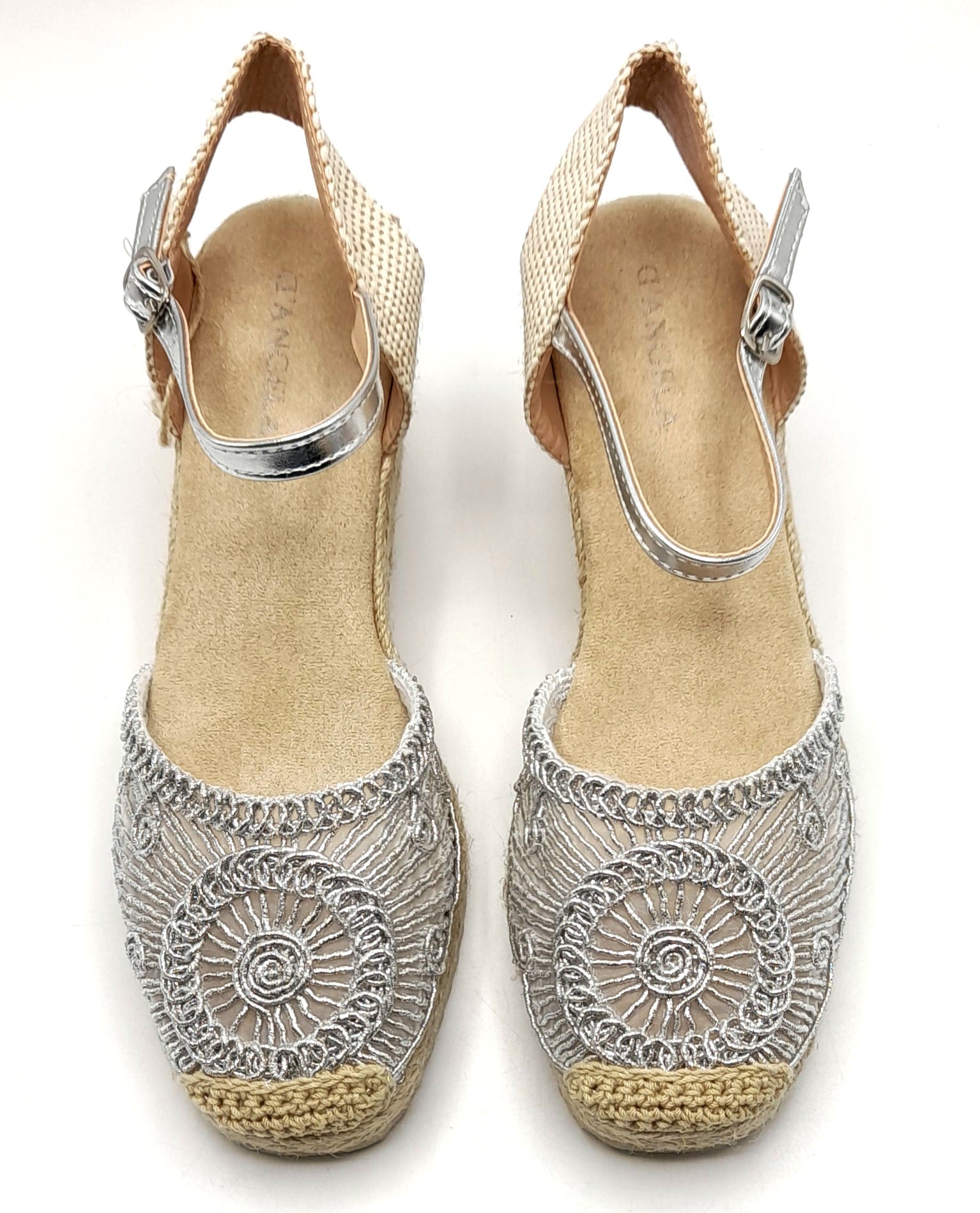 CUÑA YUTE BORDADA D´ANGELA DHA28253 PLATA