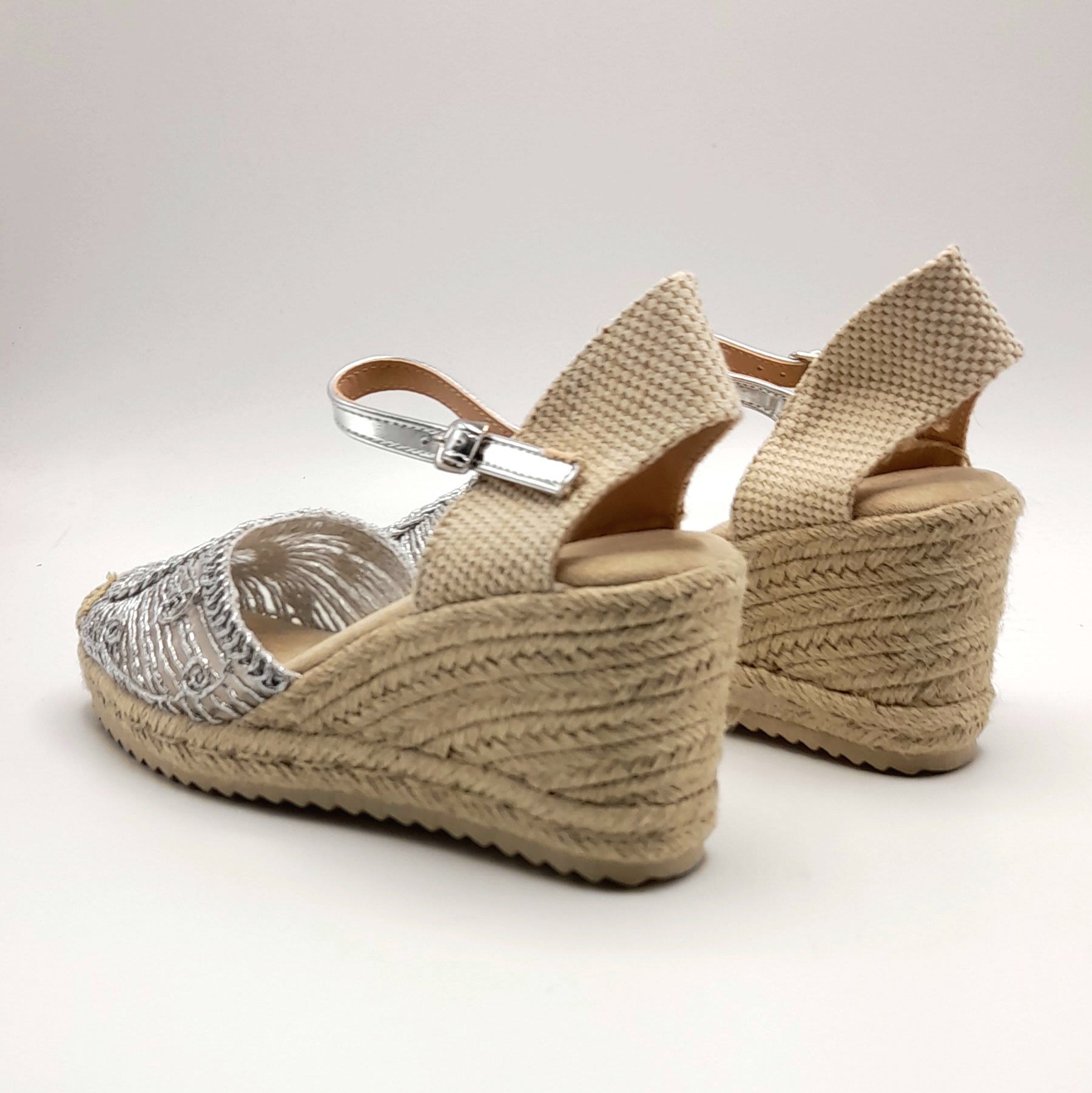 CUÑA YUTE BORDADA D´ANGELA DHA28253 PLATA