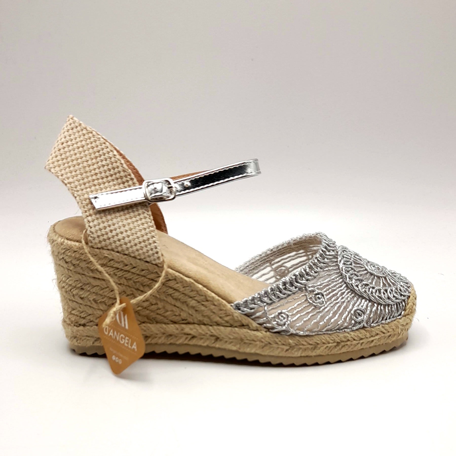 CUÑA YUTE BORDADA D´ANGELA DHA28253 PLATA