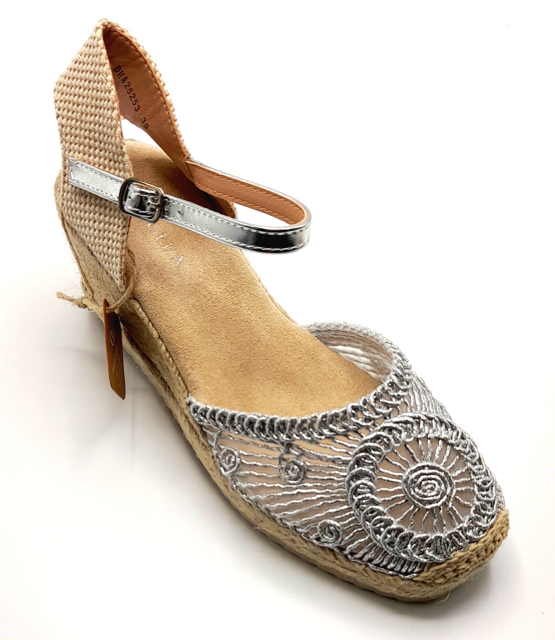 CUÑA YUTE BORDADA D´ANGELA DHA28253 PLATA