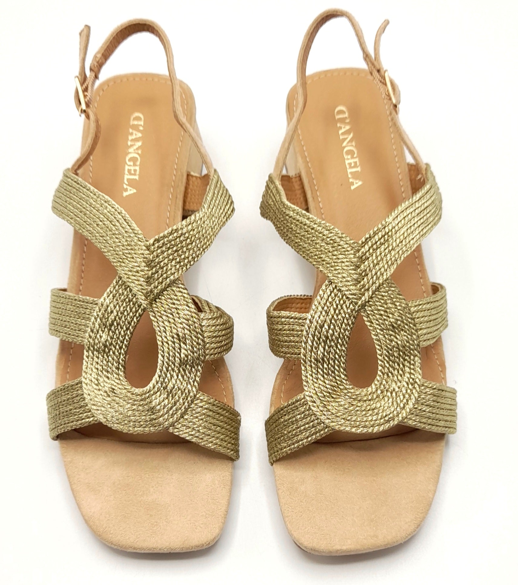 Sandalias Tacón Bajo D´ANGELA DKO28160 ORO