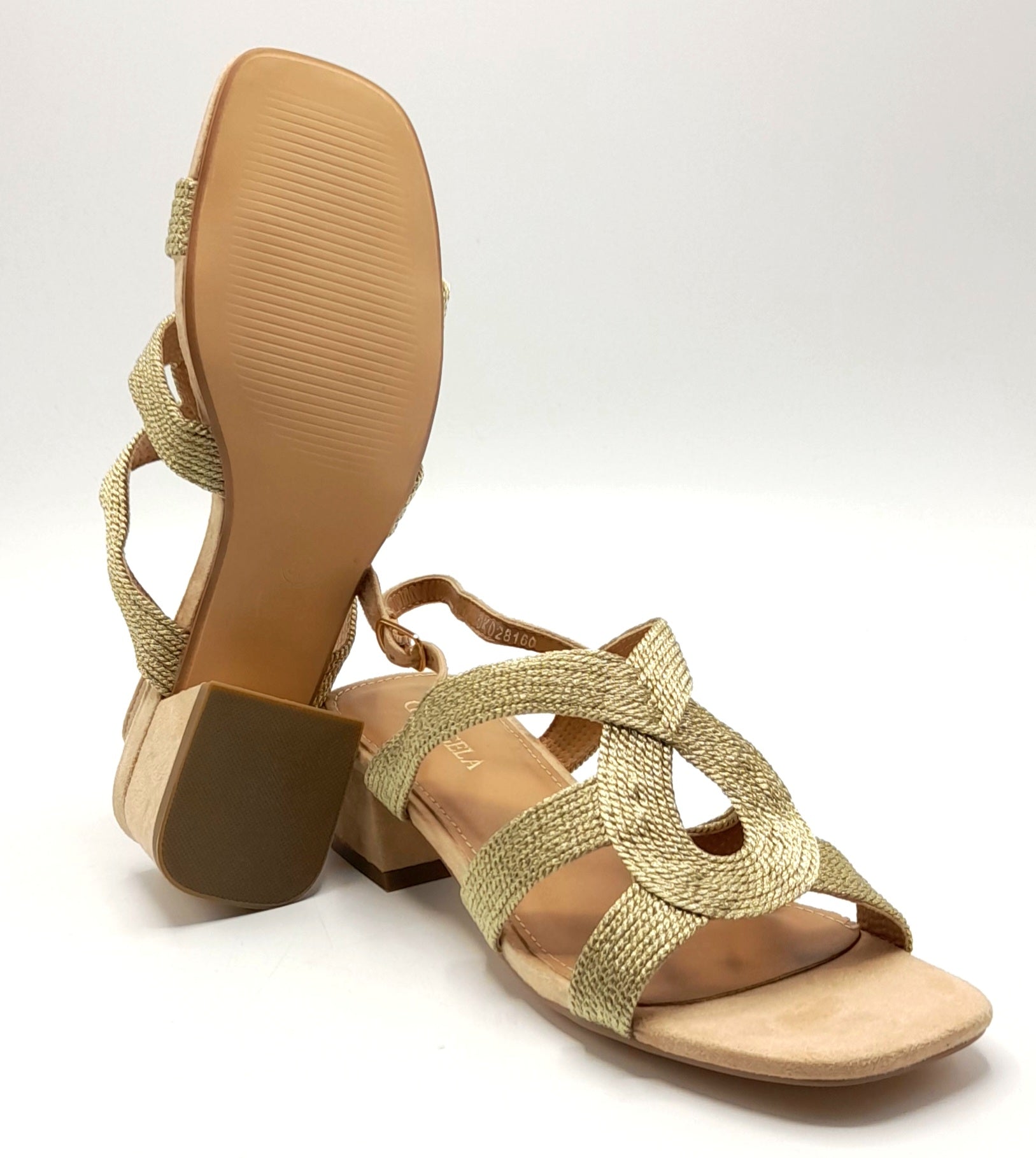 Sandalias Tacón Bajo D´ANGELA DKO28160 ORO