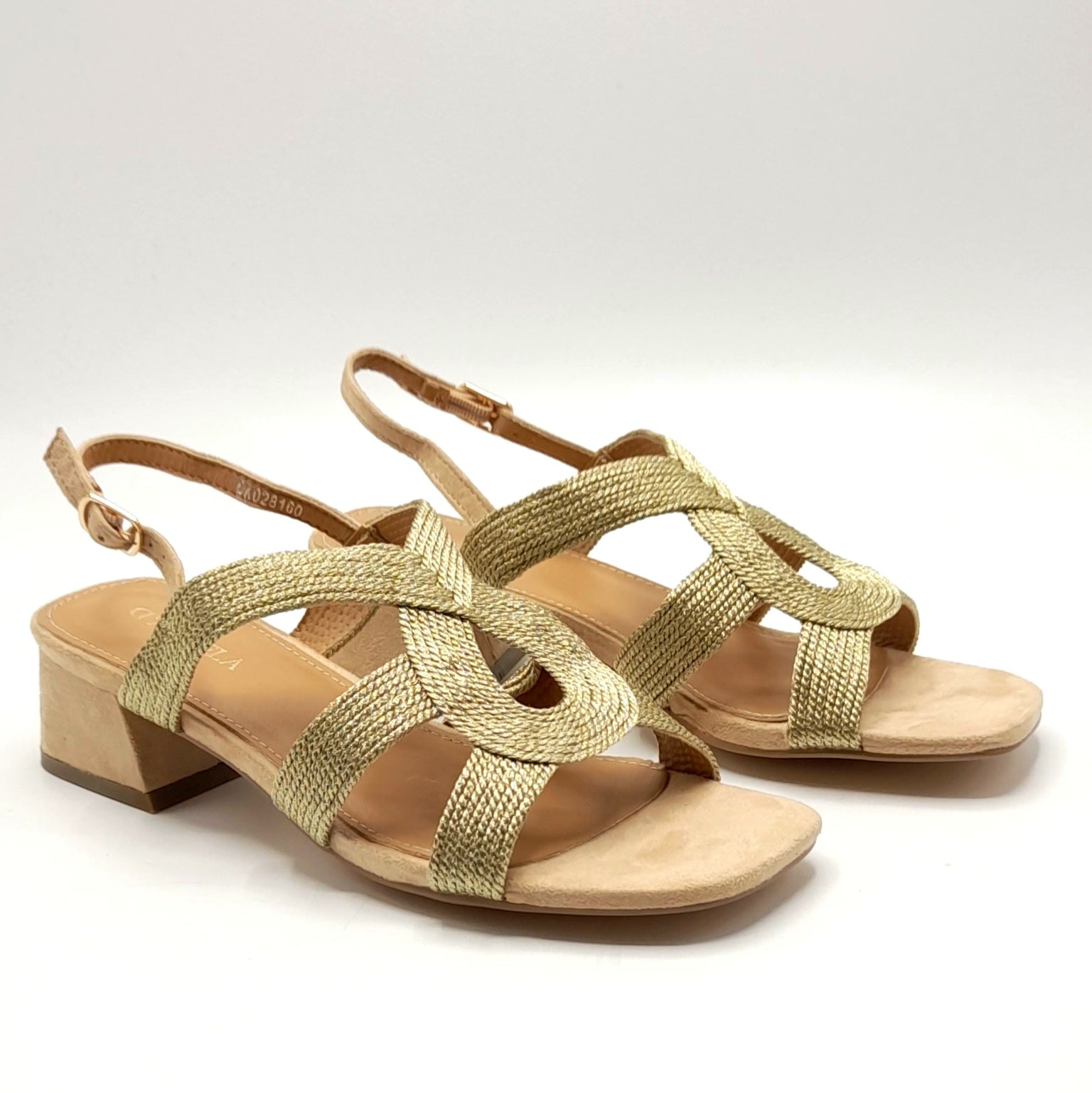 Sandalias Tacón Bajo D´ANGELA DKO28160 ORO