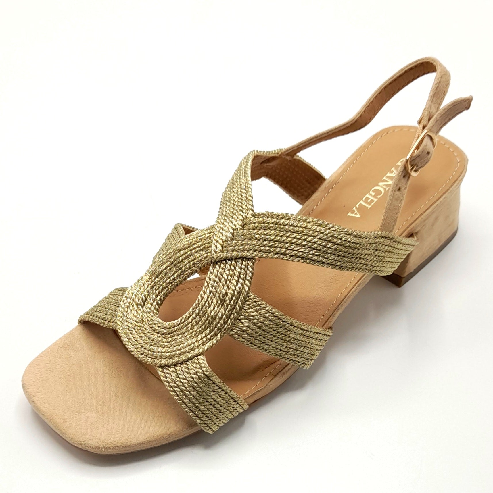 Sandalias Tacón Bajo D´ANGELA DKO28160 ORO