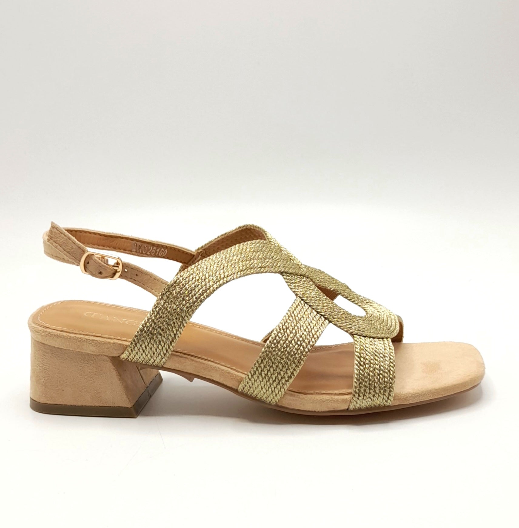 Sandalias Tacón Bajo D´ANGELA DKO28160 ORO