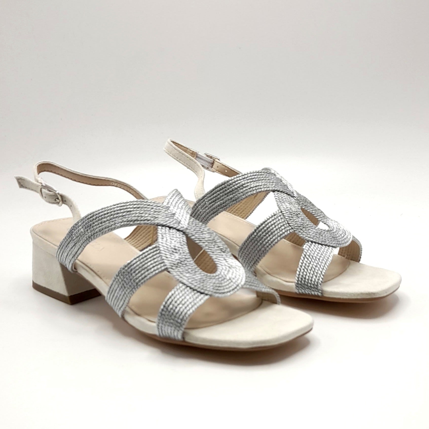 Sandalias Tacón Bajo D´ANGELA DKO28160 PLATA