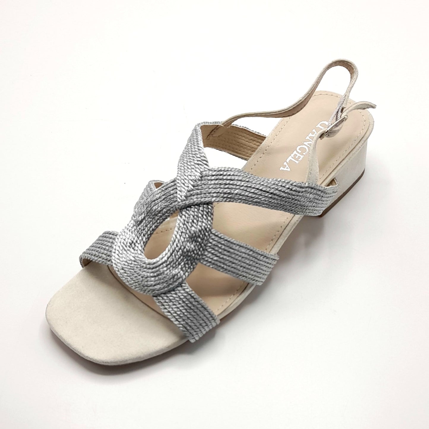 Sandalias Tacón Bajo D´ANGELA DKO28160 PLATA