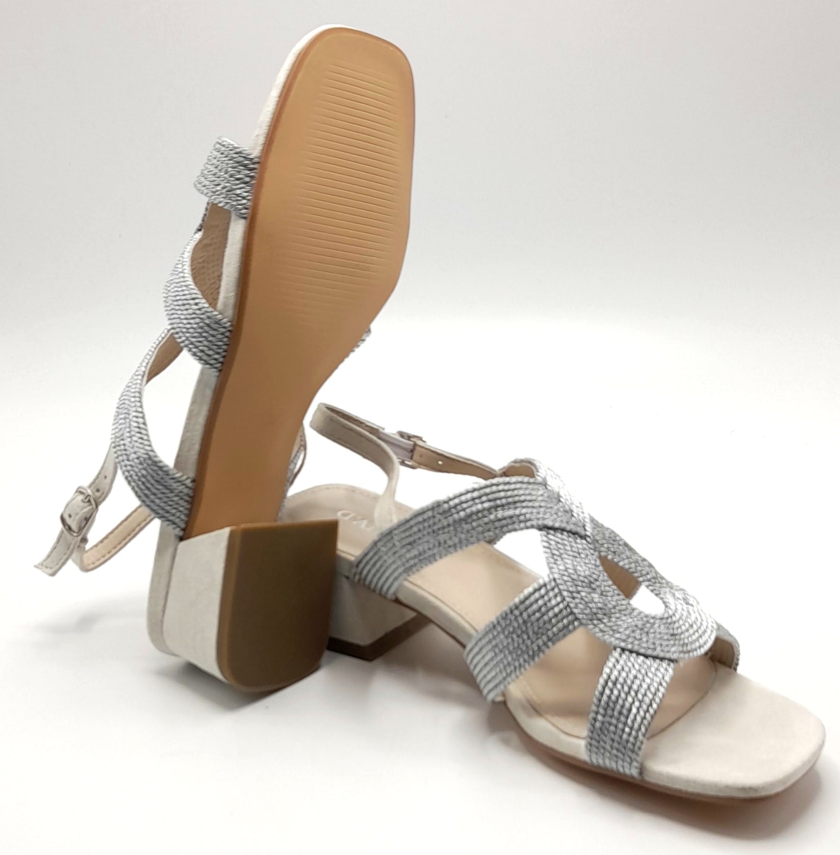 Sandalias Tacón Bajo D´ANGELA DKO28160 PLATA