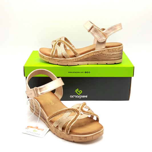 Sandalias cuña AMARPIES ABZ28644 bronce